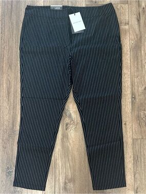 NWT! Who What Wear Black Pants, Stripes, Classic, Career, Crop, Minimalist, 18W